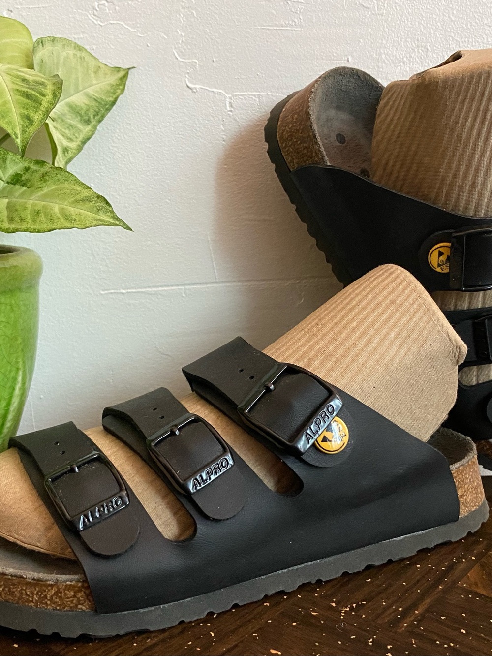 Pre-owned ALPRO Florida in Black Sandal 38/7 Narrow fit Women’s